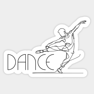 Black one line art Contemporary Male dancer Sticker